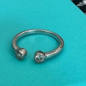 Touchstone Crystal Open Mind Sterling and Zirconia Silver Ring